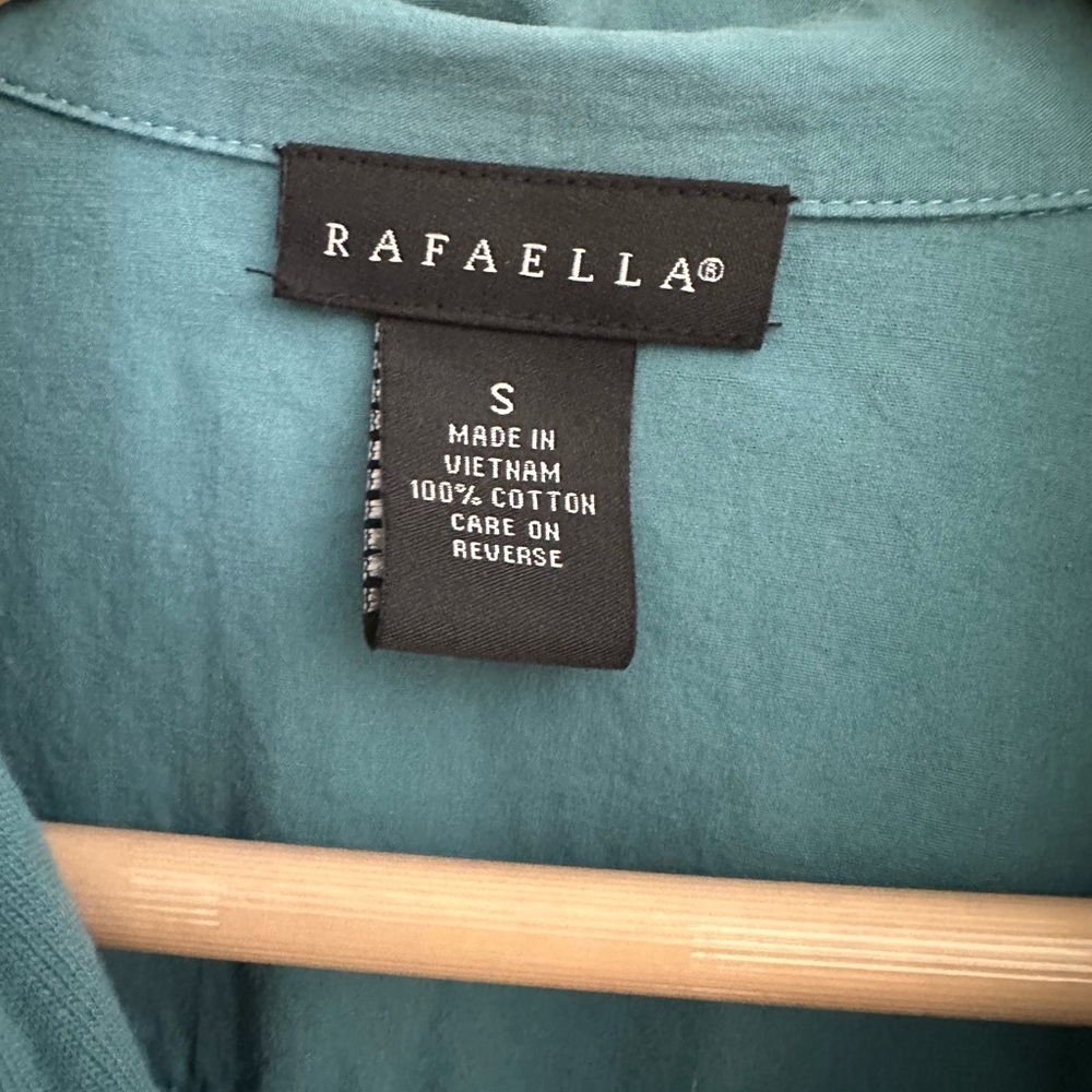 Rafaella Teal Button-Down 100 Percent Cotton Shirt Size Small - Picture 3 of 11